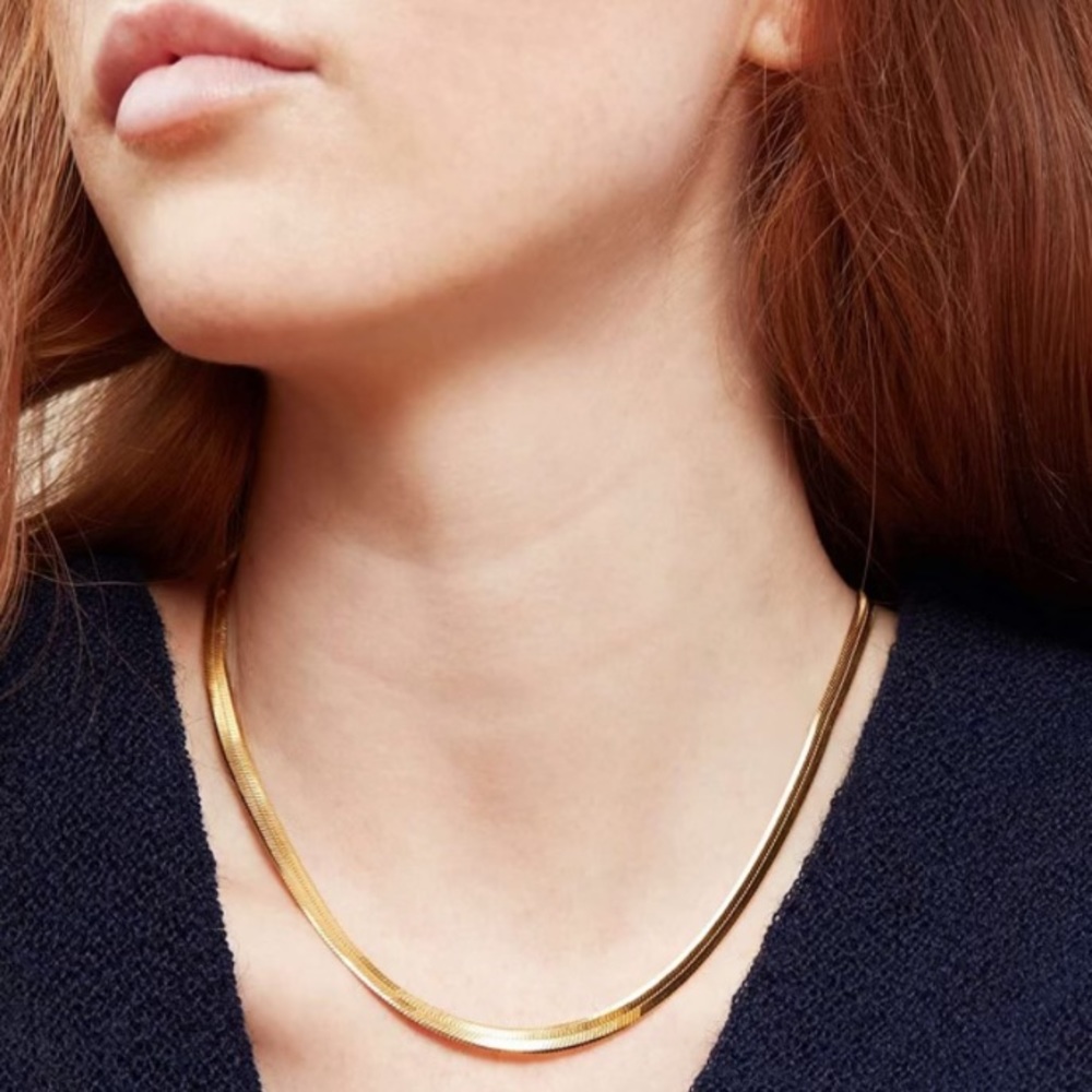 18k Yellow Gold 4.5mm/18inch+2inch Unisex Herringbone Chain Necklace